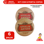 Kit Com 6 Porta Copos Decorado Bebidas Cerveja Café Suco Redondo Mdf Para Mesa