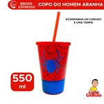 Copo Infantil Do Homem Aranha Marvel Personalizado Com Canudo Kids Crianças Para Agua Suco 550ml