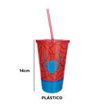 Copo Infantil Do Homem Aranha Marvel Personalizado Com Canudo Kids Crianças Para Agua Suco 550ml