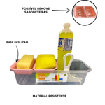 Porta Detergente E Esponja Bucha Com 2 Saboneteiras Branca Pia de Cozinha Dispense De Detergente Organizador