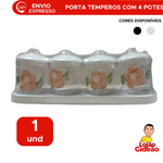 Porta Tempero E Condimento Plástico Decorado Cozinha Organizador