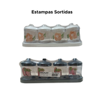 Porta Tempero E Condimento Plástico Decorado Cozinha Organizador