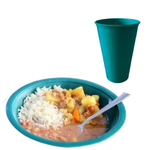 Kit Prato Com Copo Plastico Infantil Para Transição Alimentar Prato Para Crianças Não Quebra Com Copo
