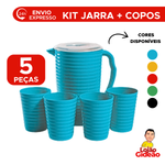 Kit Jarra De Suco 2 Litros Com 4 Copos 350ml De Plástico Colorido Resistente Jarra Para Agua Para Refresco Com Tampa