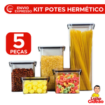 Kit De Pote Hermético Para Mantimentos Transparente Com Tampa De Trava Pote Para Café Açucar Macarrão Biscoito