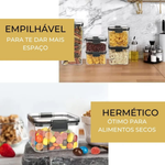 Kit De Pote Hermético Para Mantimentos Transparente Com Tampa De Trava Pote Para Café Açucar Macarrão Biscoito