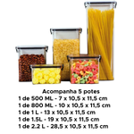 Kit De Pote Hermético Para Mantimentos Transparente Com Tampa De Trava Pote Para Café Açucar Macarrão Biscoito