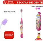 Escova De Dente Com Capa Protetora Infantil Das Princesas Para Meninas Kids Criança Cerdas Macias