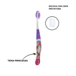 Escova De Dente Com Capa Protetora Infantil Das Princesas Para Meninas Kids Criança Cerdas Macias