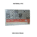Jogo Americano De Toalha Estampada De PVC Com 6 Unidades Antiderrapante Lavável