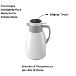 Garrafa Térmica 1 Litro Com Termômitro Led Display Touch Para Bebidas Quentes e Frias