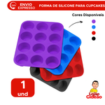 Forma Para Cupcakes Em Silicone Com 12 Cavidades