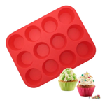 Forma Para Cupcakes Em Silicone Com 12 Cavidades