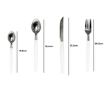 Conjunto de Talhares Cozinha 16 Peças Aço Inox Branco