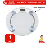 Balança Digital De Peso Corporal Redonda Vidro temperado Reforçado Suporta até 180kg