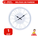 Relógio de Parede plástico Alumínio Branco 30cm