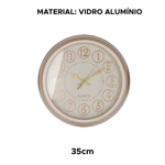 Relógio de Parede Alumínio Vidro Luxury 35cm