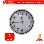 Relógio de Parede de Plástico Redondo Prata 30cm