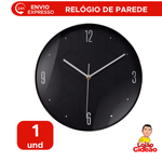 Relógio de Parede Vidro Plástico Alumínio 30cm Preto