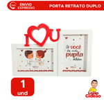 Porta Retrato Duplo Corações Plástico 10cm x 15cm