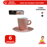 Jogo de 6 Xicaras de Café com Pires cerâmica 120ml
