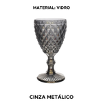 Taça de Vidro Diamond Bico de Abacaxi Cinza 245ml