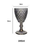 Taça de Vidro Diamond Bico de Abacaxi Cinza 245ml