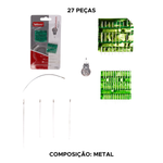 Kit De Agulha de Costura Manual 27 Peças Metal
