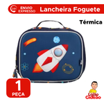 Lancheira Infantil Escolar em Poliéster 3D Foguete Espaço