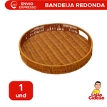 Bandeja Organizadora Multiuso Redonda Cesto Para Servi Café Petiscos Frios Doces Casa Cozinha Tecida