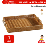 Bandeja Decorativa De Madeira Metal PVC Retangular Organizadora Com Alça Para Servi Café Frios Petiscos Casa Cozinha 