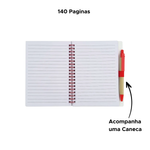 Bloco De Nota Com Caneta Caderno De Anotação Caderneta 140 Paginas Namorados 18cm x 14cm