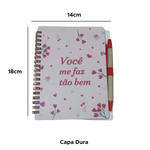 Bloco De Nota Com Caneta Caderno De Anotação Caderneta 140 Paginas Namorados 18cm x 14cm