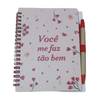 Bloco De Nota Com Caneta Caderno De Anotação Caderneta 140 Paginas Namorados 18cm x 14cm