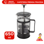 Cafeteira Prensa Francesa Cremeira Com Filtro 650ml Café Leite Chá Em Vidro Manual Espumante Preto