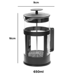 Cafeteira Prensa Francesa Cremeira Com Filtro 650ml Café Leite Chá Em Vidro Manual Espumante Preto
