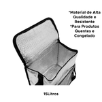 Bolsa Lancheira Térmica Yepp Sacola Transversal Isolante Grande Portátil Dobrável Impermeável Com Alça 15 Litros Preto