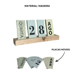 Calendário Permanente De Mesa Madeira Home Office Escritório Com Plaquinha Decoração
