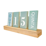 Calendário Permanente De Mesa Madeira Home Office Escritório Com Plaquinha Decoração