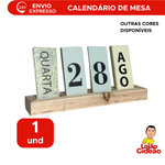 Calendário Permanente De Mesa Madeira Home Office Escritório Com Plaquinha Decoração