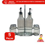 Conjunto Com 2 Galheteiros E 2 Porta Condimentos Com Suporte Para Cozinha De Vidro