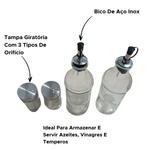 Conjunto Com 2 Galheteiros E 2 Porta Condimentos Com Suporte Para Cozinha De Vidro