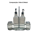 Conjunto Com 2 Galheteiros E 2 Porta Condimentos Com Suporte Para Cozinha De Vidro