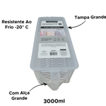 Organizado De Alimento Com Tampa De Plástico Para Geladeira Armário De Cozinha 3.000ml 13cm x 10cm x 30cm
