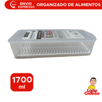 Organizado De Alimento Com Tampa De Plástico Para Geladeira Armário De Cozinha 1700ml 29cm x 7cm x 12cm