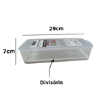 Organizado De Alimento Com Tampa De Plástico Para Geladeira Armário De Cozinha 1700ml 29cm x 7cm x 12cm