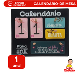 Calendário de Mesa Decorativo de Madeira com Plaquinhas Permanente Colorido Escritório Preto