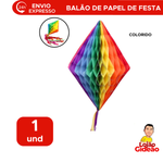 Enfeite Festa Junina Balão Papel Colorido 20cm x 30cm Com Franja Losango Decoração Arraial Origami