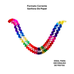 Corrente Sanfona Colorida Para Decoração Festa Junina Arraia Origami 10cm x 250cm