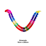 Corrente Sanfona Colorida Para Decoração Festa Junina Arraia Origami 10cm x 250cm
